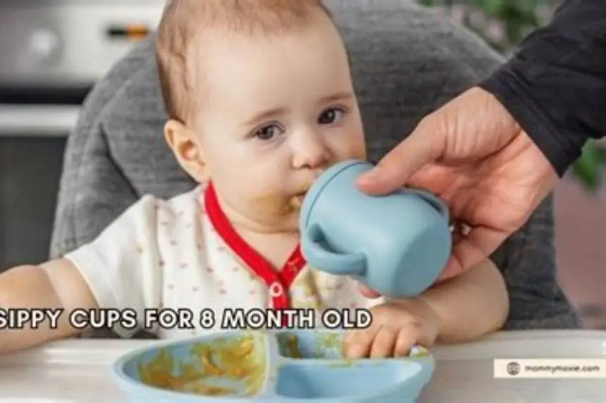 8 month old baby drinking from a sippy cup