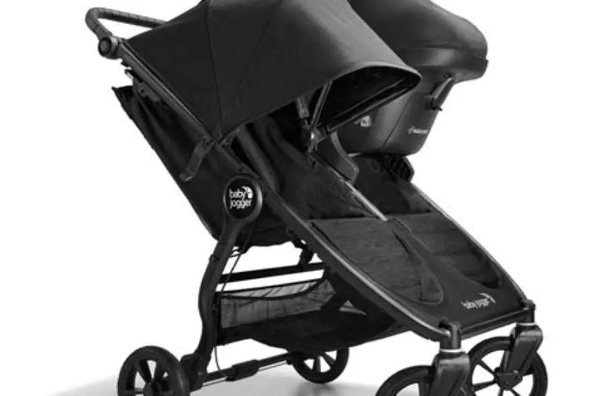 Baby Jogger City Mini GT2 stroller converted with toddler ride-on board